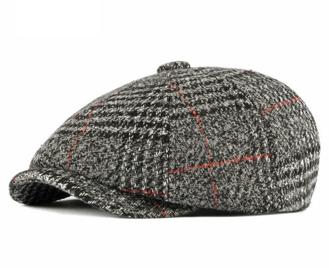 울 체크 헌팅캡 가을 겨울 베레모 커플 빵 모자