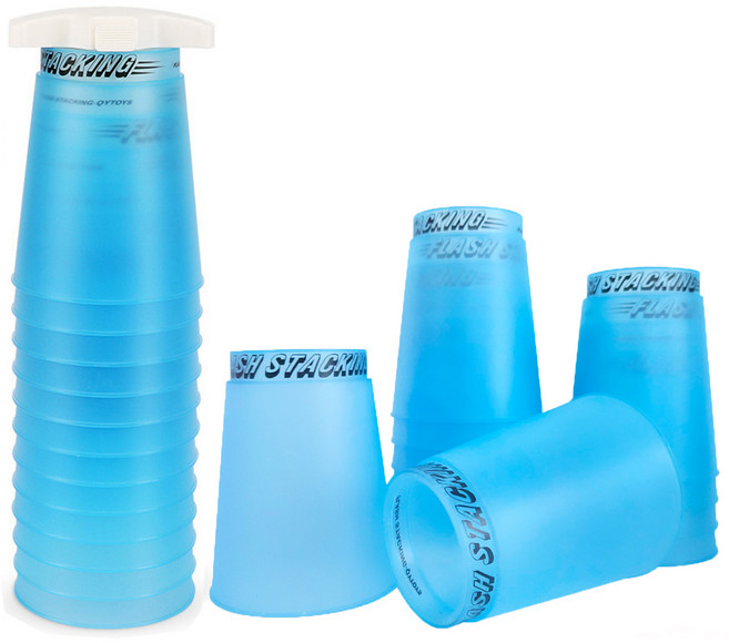 나래 스피드 컵쌓기 스택스 스포츠스태킹 교구 프로 세트, 투명블루, 1개