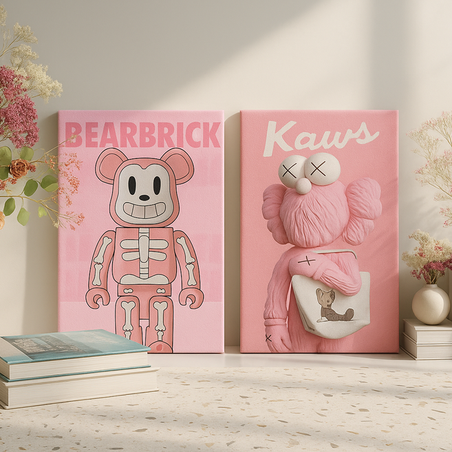 세잔느화실 인테리어 팝아트 거실그림 베어브릭 포스터 15종, 캔버스액자 (21x26cm)