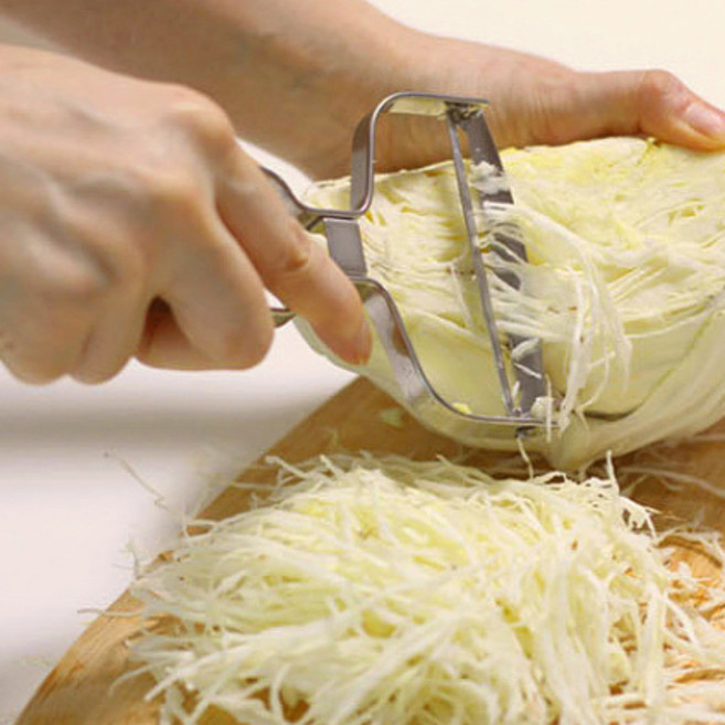 무핑 가는 양배추 채칼 오이 애호박 양파 채썰기 과일 사과 키위 껍질 깎기 와이드 스테인리스, 1개, 실버