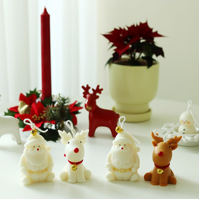 산타 루돌프 캔들 크리스마스선물세트, 루돌프(화이트), E타입향(우드세이지&씨솔트)