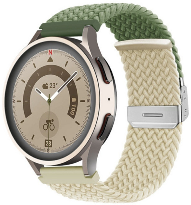 포스워백 갤럭시 워치 호한 스트랩 나일론 투톤 밴드형, 1개, 베이지 그린