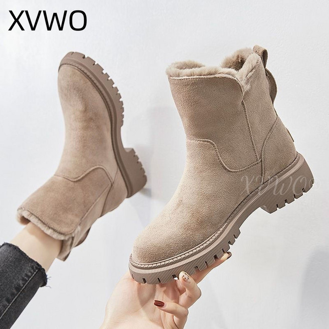 XVWO 여성용 겨울 방한 앵클부츠 털안감 따뜻한 숏부츠 여신슈즈
