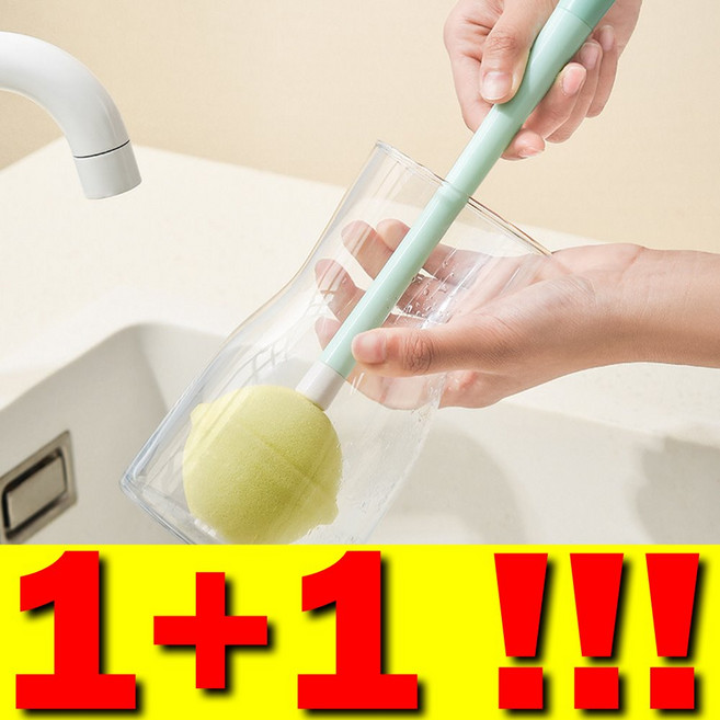 [1+1!!] 담앤드솜 마카롱 세척솔 롱 젖병솔 물병 텀블러 유리컵 맥주컵 빨대 긴세척 와인잔 보충제통 물통 쉐이크통 손잡이솔 병, 캔디핑크+캔디핑크, 1개