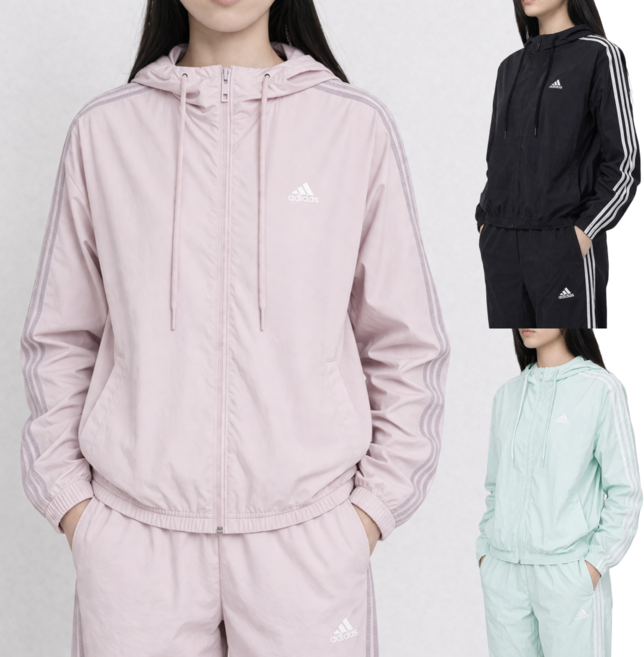 [정품] 아디다스 여성 바람막이 후드 집업 자켓 남성 윈드브레이커 +리넨팩