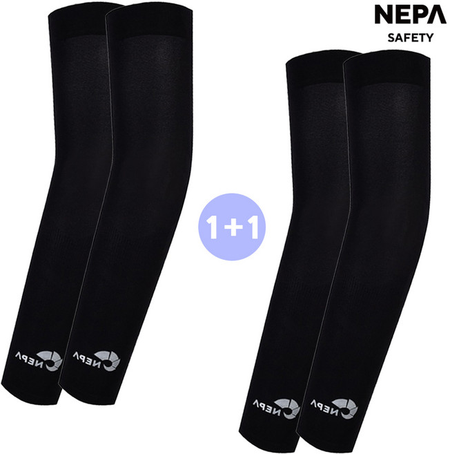 네파 텐셀 심리스 쿨토시 팔토시 2p x 2세트 + 브레드캣 파우치세트, 블랙+블랙, 1개