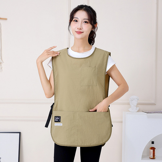 요양보호사앞치마 보육교사 앞치마 방수 간병인 작업용 긴앞치마, 1개, 카키
