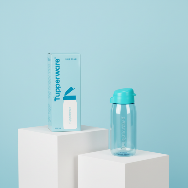 타파웨어 크리스탈 트라이탄 프리미엄 휴대용 물통, 1개, 550ml, 하늘색