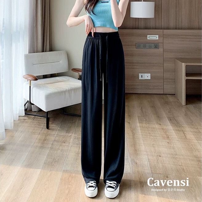 【Cavensi】窄版闊腿褲 女2024新款 四季可穿 防蚊防曬褲 直筒休閒 速乾冰絲 涼感褲 拖地褲