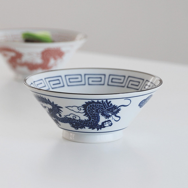 다온아토 쌍룡 중화풍 도자기 면기 2색상, 레드, 1개