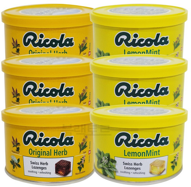 RICOLA 허브캔디(오리지널허브+레몬맛) 100g X 6개입, 6개