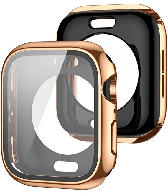 Rabbit Technology 全包電鍍 防撞保護 適用Apple Watch錶殼, 玫瑰金全包款,42mm（S11/S10）通用, 1個