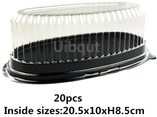 골드 블랙 투명 타원형 플라스틱 케이크 무스 포장 상자 컵케익 치즈 페이스트리 크림 컨테이너 결혼식 축, 03 20 pcs black