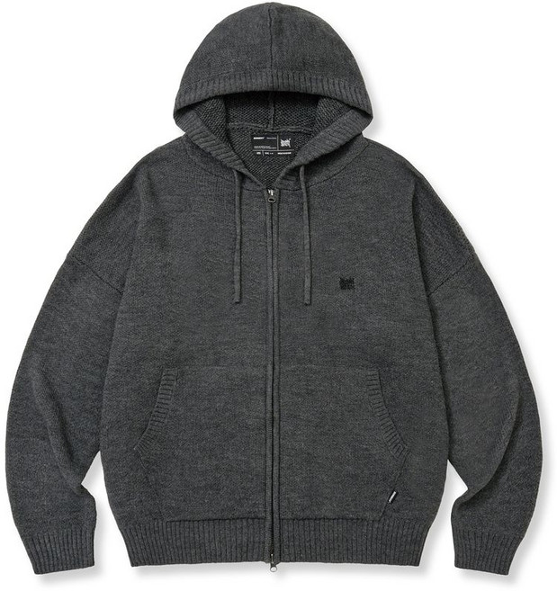 브라운 브레스 BROWNBREATH TAG KNIT HOOD ZIP UP - CHARCOAL