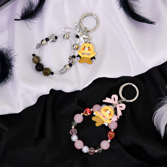 홈앤키즈 카카오프렌즈 춘식이 윈터 피규어 비즈 스트랩 휴대폰 손목걸이 분실방지 도난방지 핸드폰 고리 키링, 1개, 춘식이 윈터피규어 비즈스트랩 천사