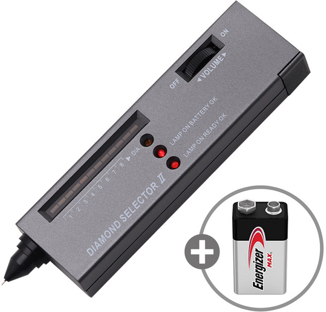 루트바나나 다이아몬드 테스트기 + 9V 건전지 포함 보석 다이아 감별기 테스터기, 1개