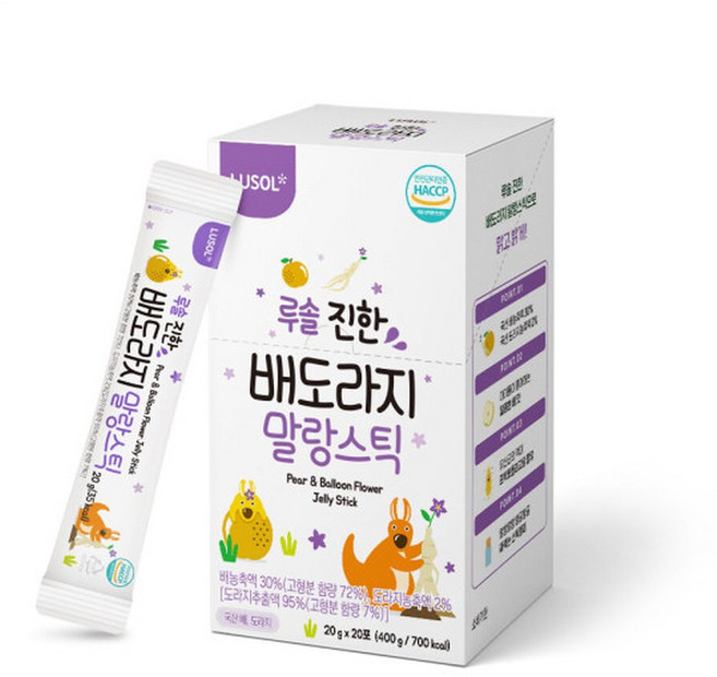 G루솔 진한 배도라지 말랑스틱 1박스 (20포), 혼합맛(배/도라지), 20g, 1