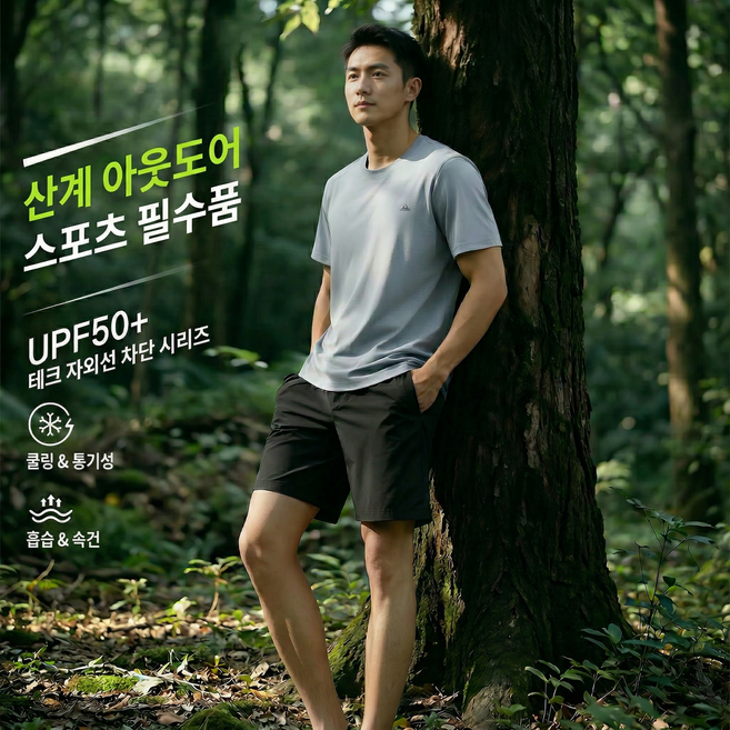 ANYOU 남성 여름 반팔 스판 속건 쿨링 기능성 운동 티셔츠