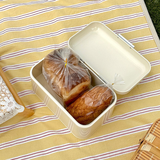 쉼공작소 브레드박스 식탁 정리 틴케이스 영양제 간식 보관함, 아이보리, 1개