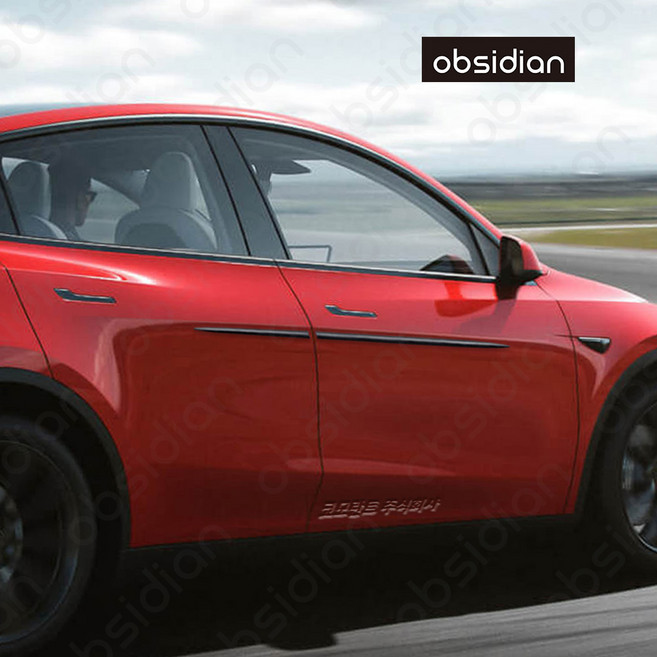 옵시디언 테슬라 모델 Y 부착식 일체형 순정느낌 도어가드 4p 1대분, 블랙 롱버전 96+60cm_TSY