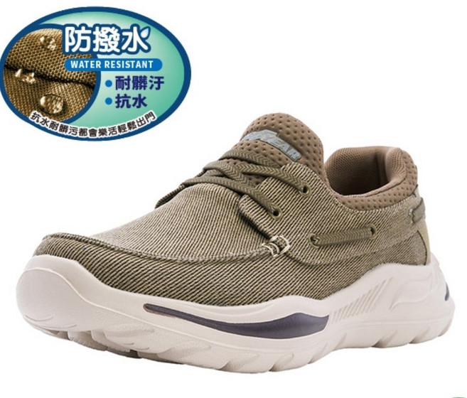 固特異 Goodyear 透氣帆布防潑水免綁帶輕量緩震夜間反光健行鞋