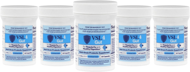 VSL4 gut 브이에스엘4 것 유산균 multistrain 30 billion 300억 CFU 프로바이오틱 다이제스트, 5개, 30정