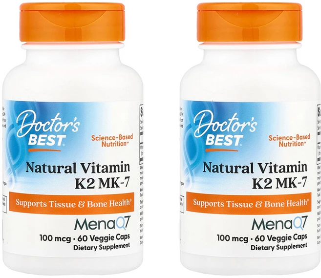 닥터스베스트 2개X MenaQ7 비타민K2 MK-7 100mcg 베지캡슐60정, 60정, 2개 - 쿠팡