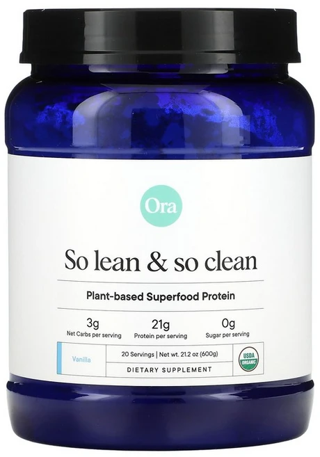 Ora So Lean So Clean 식물성 슈퍼푸드 프로틴바닐라 21.2 oz (600g), 1개, 600g - 쿠팡