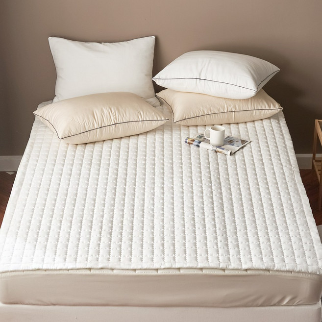 국내제조 띵스룸 크림슈 텐셀모달100 먼지없는 알러지케어 고정밴드 침대패드, 크림슈 화이트