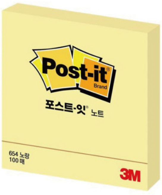 포스트잇 정사각 중간형 654, 노랑, 100개입, 5개