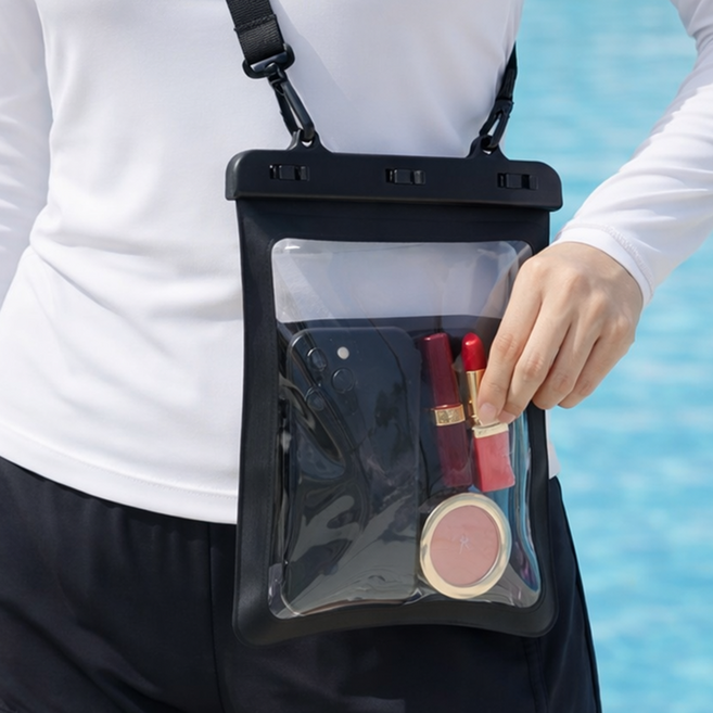 에누온드 IPX8 스마트폰 터치 대형 방수 팩, 1개, 블랙