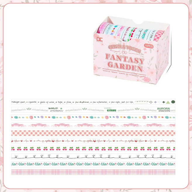 올리브파티 빈티지 감성 다꾸 마테 마스킹테이프 5mm 10개 세트, 1세트, 가든