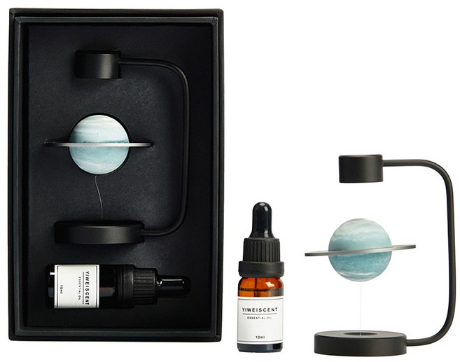 懸浮小行星擴香禮盒 行星擴香石 磁吸漂浮星球 聖誕節交換禮物 情人節 生日禮物 入厝禮 1組, 檀木, 檸檬, 迷霧森林，威斯汀白茶，佛手柑