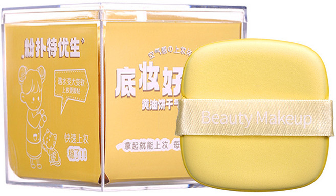 GECOMO 쿠션 퍼프 대용량 6P, 1개, 노란색