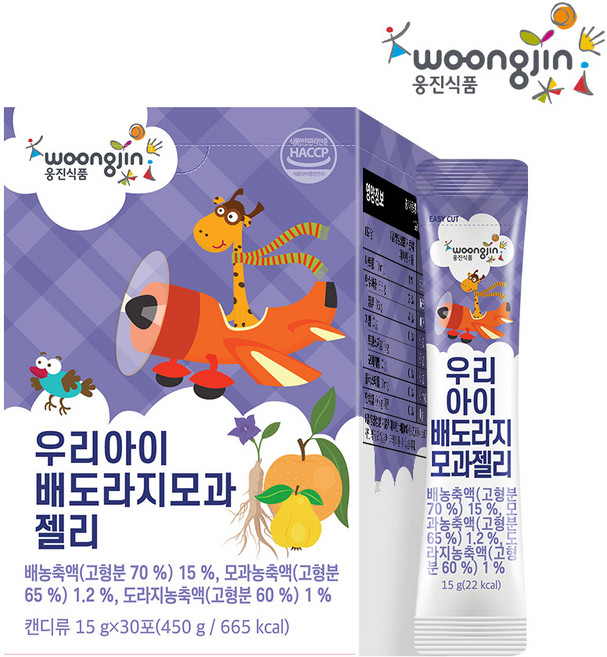 웅진 우리 아이 유기농 배 도라지 모과 젤리 30포 아기 배도라지즙100, 450g, 1개