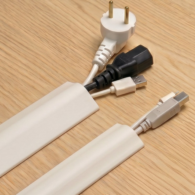 그레나 케이블 전선 정리 가리개 잘라쓰는 테이프형 3M, 화이트, 2개