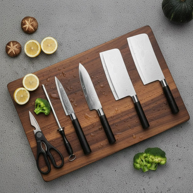 (모조리박) 주방용 스테인리스 칼세트 6종 식칼 과도 세트, 1개, 스텐레스 6종 칼 세트