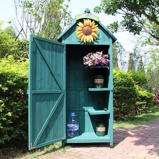 조립식 실외 수납창고 정원용 방수 보관함 플라스틱 야외 창고, 네 개, 16_다크 그린 77x54.5x179cm