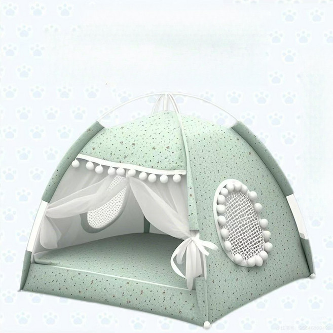 고양이임신출산용품 접이식 펫 하우스 고양이산실하우스 강아지 고양이 분만실 격리 하우스, 녹색, 34*36*30센티미터