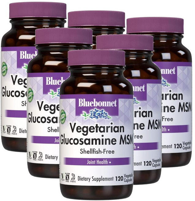 블루보넷 베지테리언 글루코사민 엠에스엠 BlueBonnet Vegetarian Glucosamine MSM, 6개, 120정