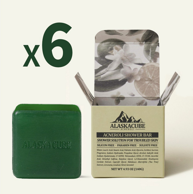 알래스카큐브 아크네롤리 퍼퓸 샤워바 여드름 비누, 6개입, 140g