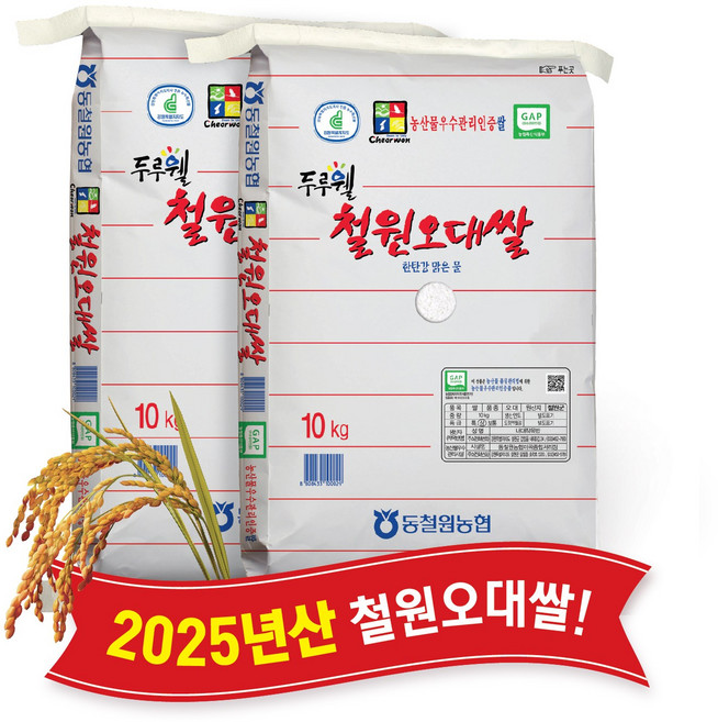 [당일도정] [동철원농협 운영] 2025년산 두루웰 철원오대, 2개, 상등급, 10kg