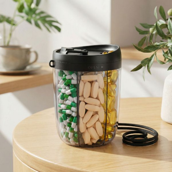 회전 약통 영양제 소분 케이스 보관함, 1개
