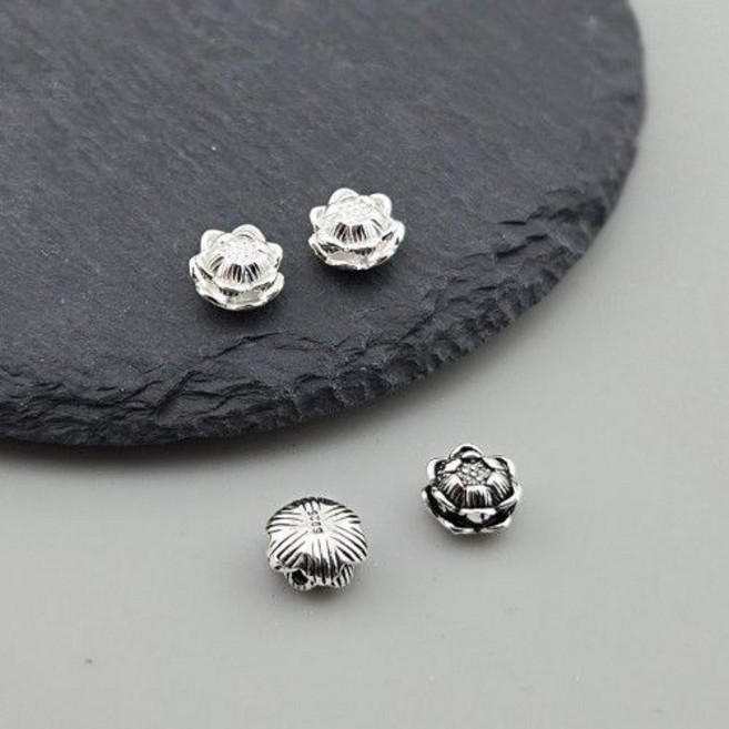 비즈팡 [SVP-06-43]순은펜던트 실버925 연꽃통과형 8mm (내경1.5mm) 염주팔찌재료