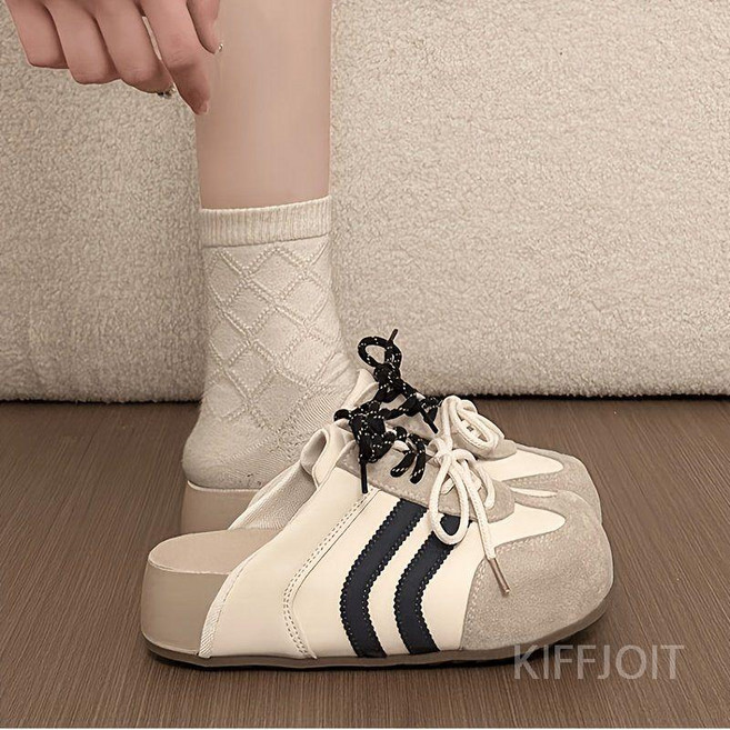 제니오숲 플랫폼키높이 슬립온신발, 베이지