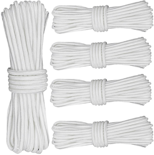 본라이프 천정 건조대줄 교체용끈 다용도줄 빨래건조대줄 베란다 빨래줄 밧줄 노끈 건조줄 캠핑 다용도로프, 백색, 5m, 5개