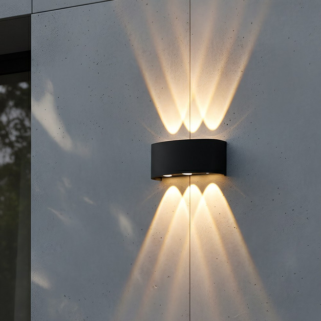 벽등 커브3구 현관 벽조명 외부벽등 야외 방수 벽부등, 블랙