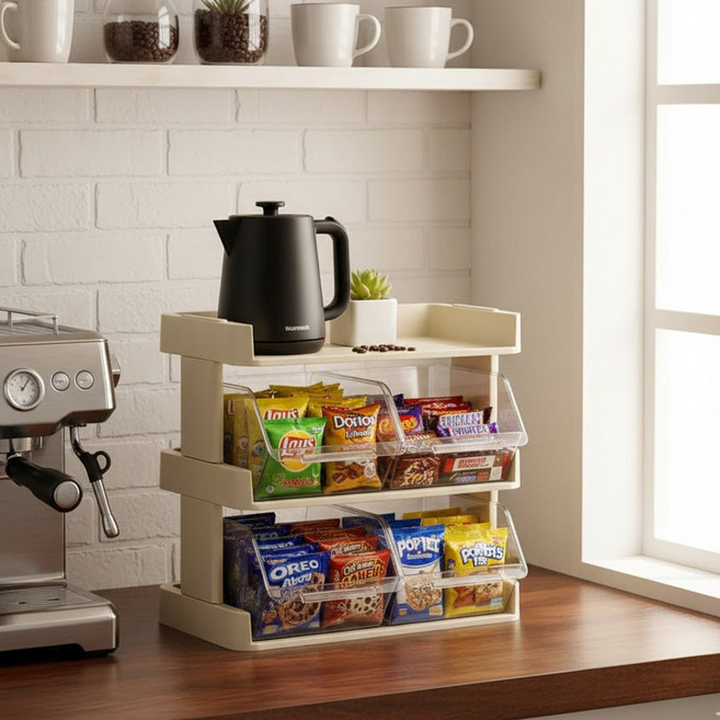 홈카페 캡슐커피 미니 서랍형 다용도 수납 정리함, 1개, 베이지