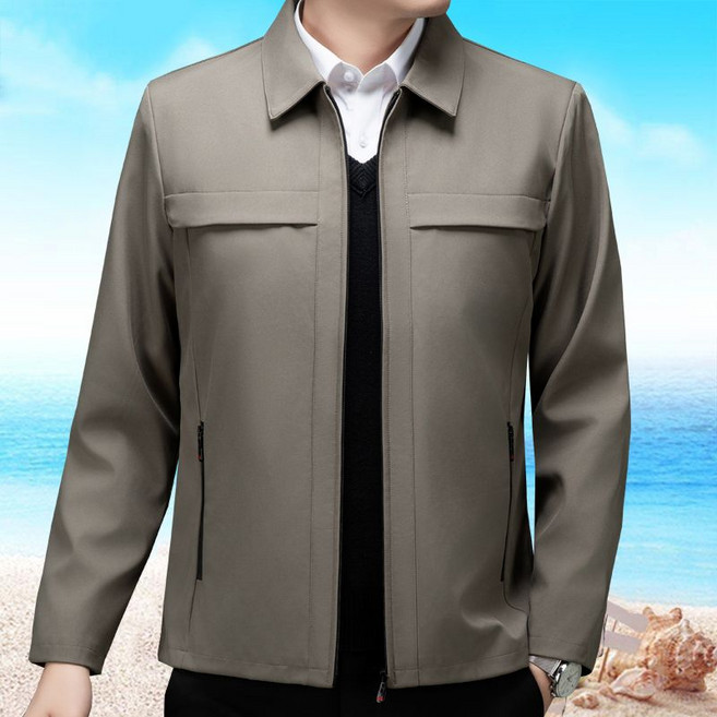 중장년 남성 자켓 프리미엄 남자 터틀넥 얇은 코트 빅사이즈 봄 가을 중년 아빠룩 긴팔 점퍼 아우터 CJJ