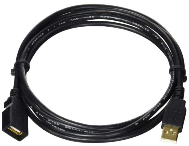 모노프라이스 3피트 USB 2.0 A 수컷 to 암 연장 케이블 28/24AWG 골드 플레이트 화이트 108605, 3 Pack